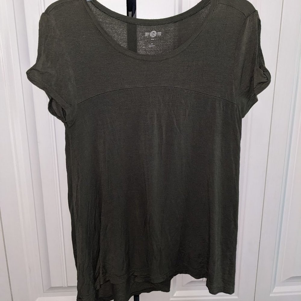 SO Swing Olive Green Cold Shoulder Shirt Juniors M